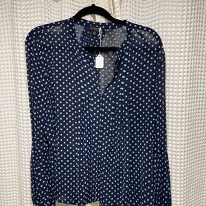 Navy Polka Dot Blouse